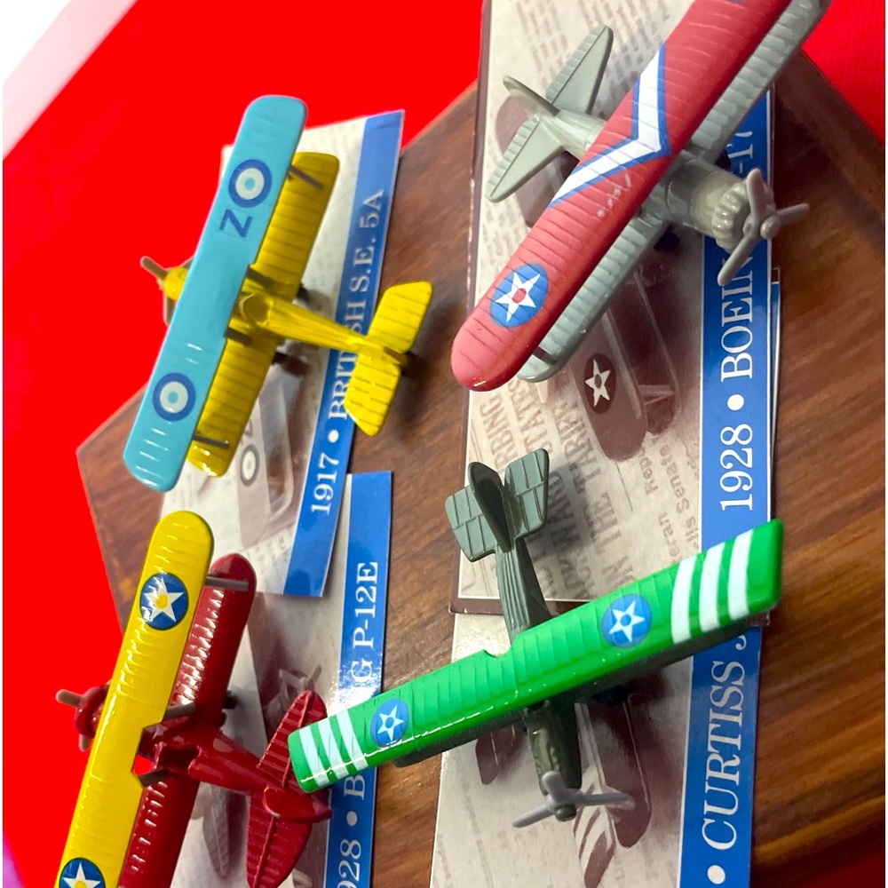 Collector Set of 4 Diecast Miniature Biplanes 1917 1918 (2) @1928 Boeing/Curtiss
